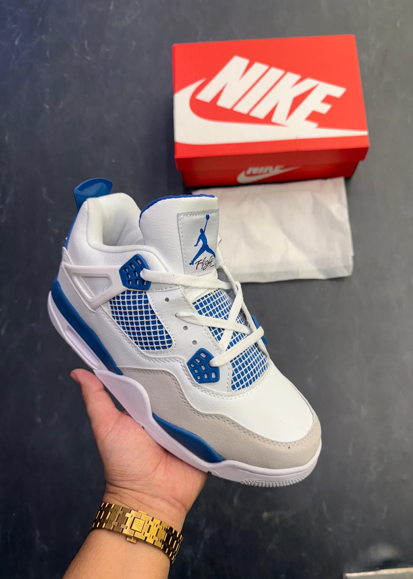 AIR JORDANS RETRO 4 MILITARY BLUE